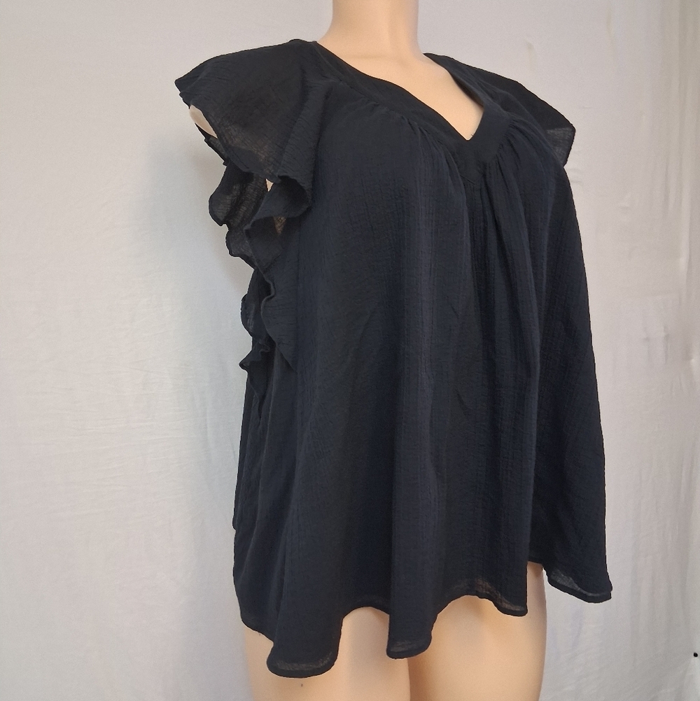 COS Black V-Neck Ruffle Blouse - Picture 8 of 17